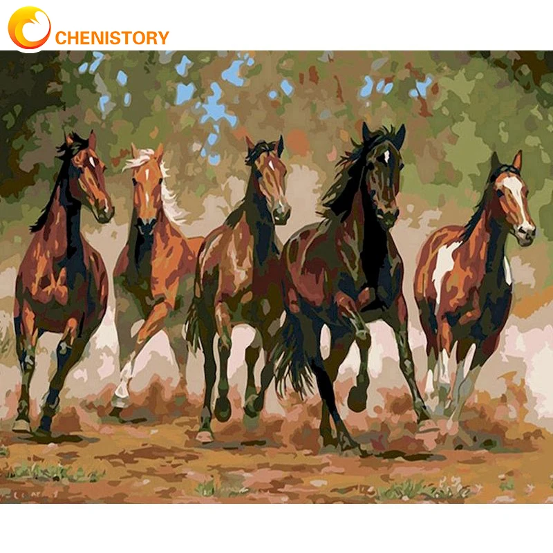 

CHENISTORY Painting By Numbers Kit Animal Acrylic Paint On Canvas Horse Handpainted Oil Painting For Home Decor Wall DIY Crafts