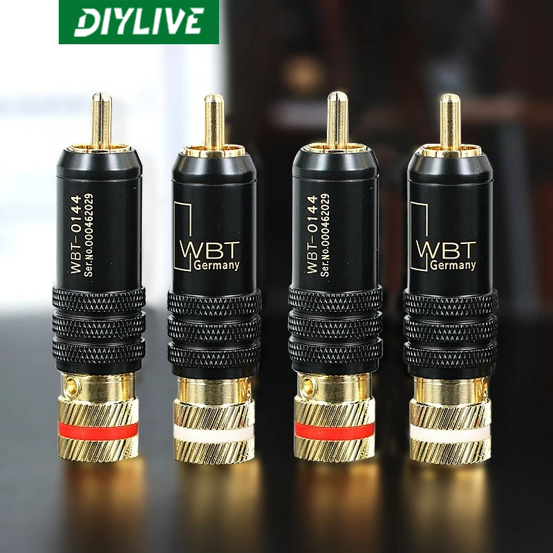 DIYLIVE HiFi Германия WBT-0144 позолоченный сигнальный провод, разъем RCA lotus head fever, аудиоголовка, усилитель мощности, сигнальный штекер
