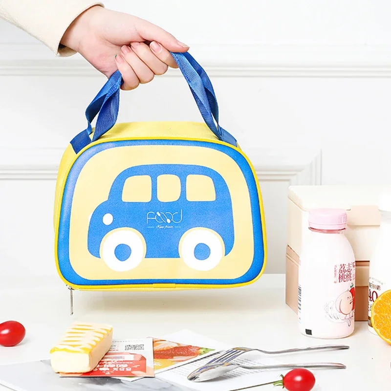 

Cartoon Car Lunch Bag High Capacity Office Worker Bento Insulation Pack Large Capacity Children Portable Outdoor Picnic Pouch