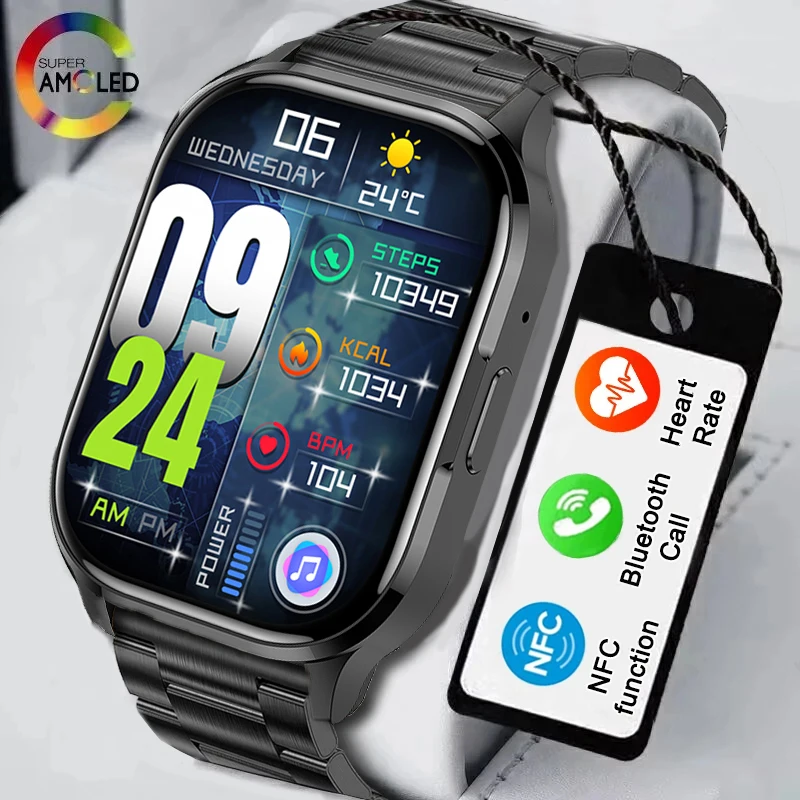 

2023 New AMOLED Screen Smart Watch Show Time Bluetooth Call High Refresh Rtae NFC Smartwatch Men Sport Watches Women Hot Sale