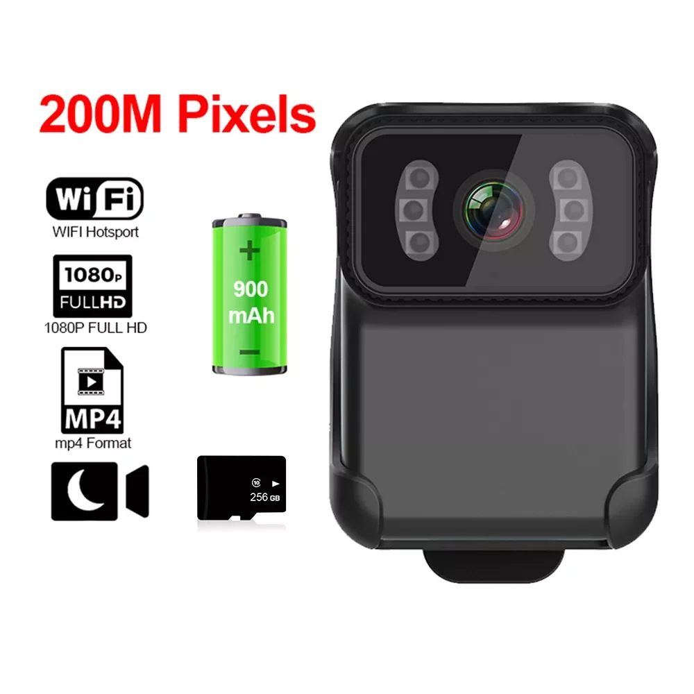 

NEW CS02 1080P 200M Pixels Full HD WIFI Camera MP4 Format DV Action Cam Law Enforcement Recorder 900mAh Video Night Vision 256G