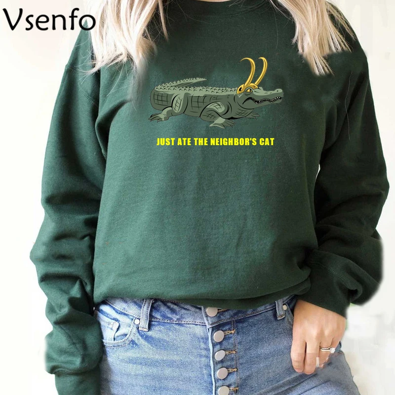 

LOKI VTA Croki Just Ate The Neighbor's Cat Crocodile Hooded Sweatshirt God of Mischief Tv Series Movie Loki Laufeyson Clothes
