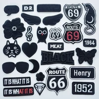 fashion stickers black and white embroidery patches for clothes backpack iron on patch embroidered patchs badge appliques jeans