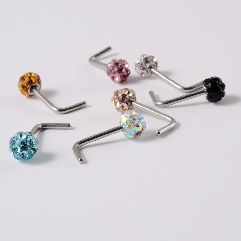 

20G Nose Studs L Shape Nose Screw Pin for Women Men Body Jewelry Surgical Steel CZ Nose Piercing Jewelry Piercing Nariz