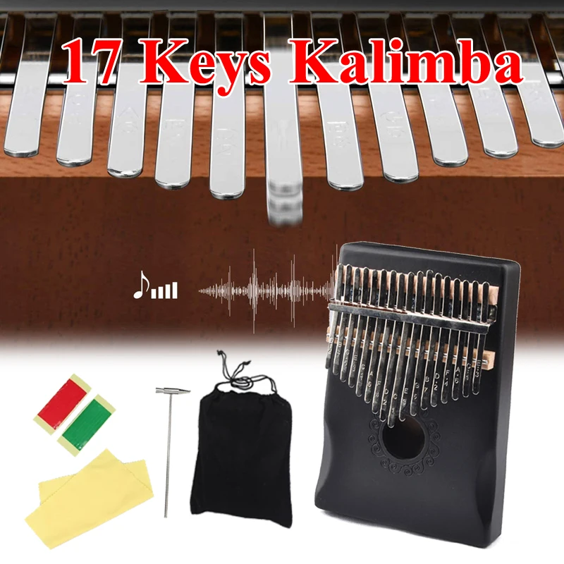 

Пианино Kalimba с большим пальцем, портативные музыкальные инструменты для тела с 17 клавишами и учебным молотком для настройки, музыкальная шкатулка для начинающих детей и подростков