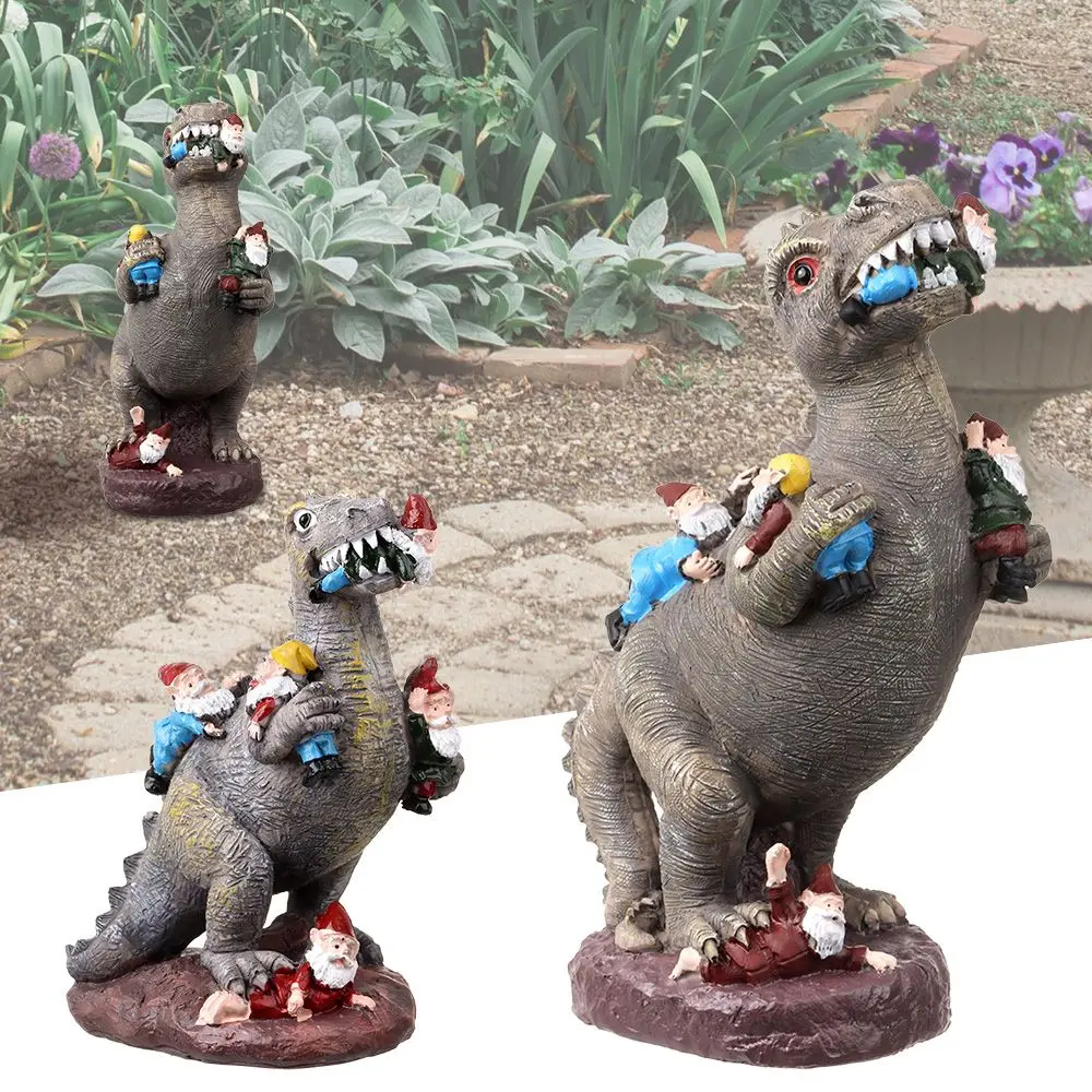 

New Flower Bed Effigy Outdoor Decoration Garden Embellish Art Statue Courtyard Monument Resin Dwarf Dinosaur Ornaments