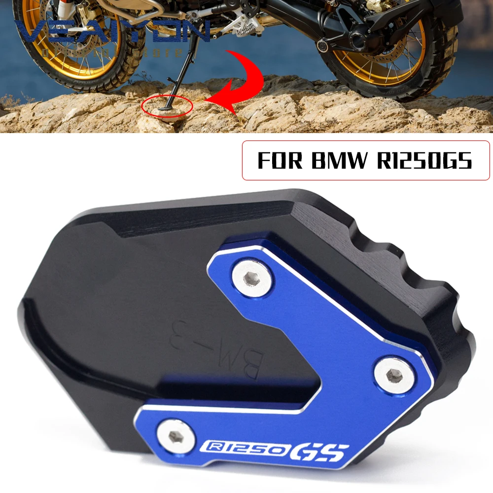 

For BMW R 1250 GS R1250GS Adventure HP Low Suspension -2021 CNC Kickstand Side Stand Vergroter Plaat Extension Pad LOGO R1250 GS