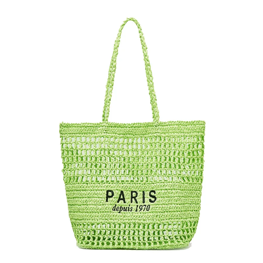 

Large Capacity Handwoven Women's Bag New Embroidery Letter Hollow Grass Woven Handheld Cabbage Basket Bag Beach Bag