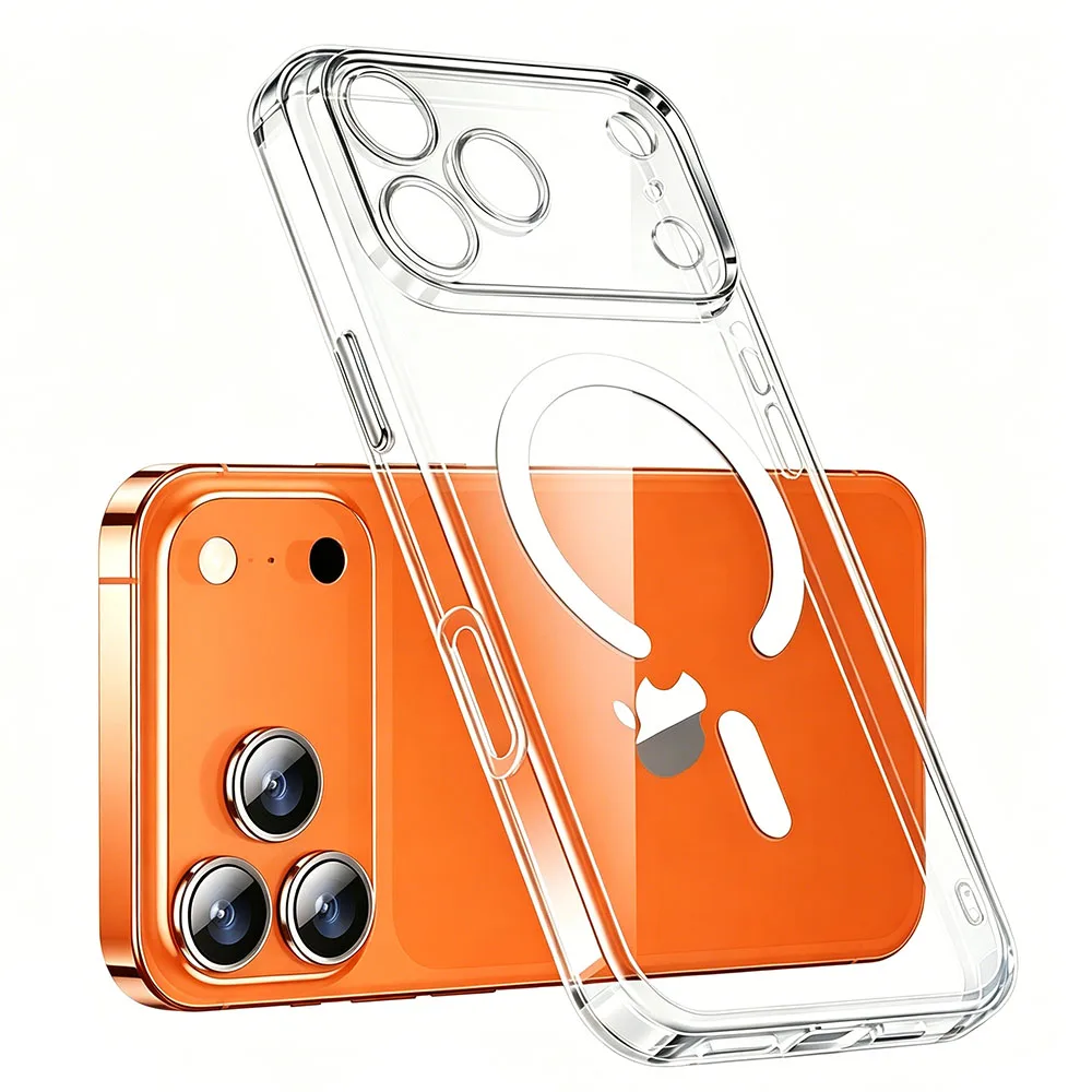 Фото Магнитный чехол для Magsafe для iPhone 17 Pro Max Air, гибридный жесткий чехол для iPhone 17 Pro Max 17 Air, прозрачный мягкий чехол для iPhone 17 №1