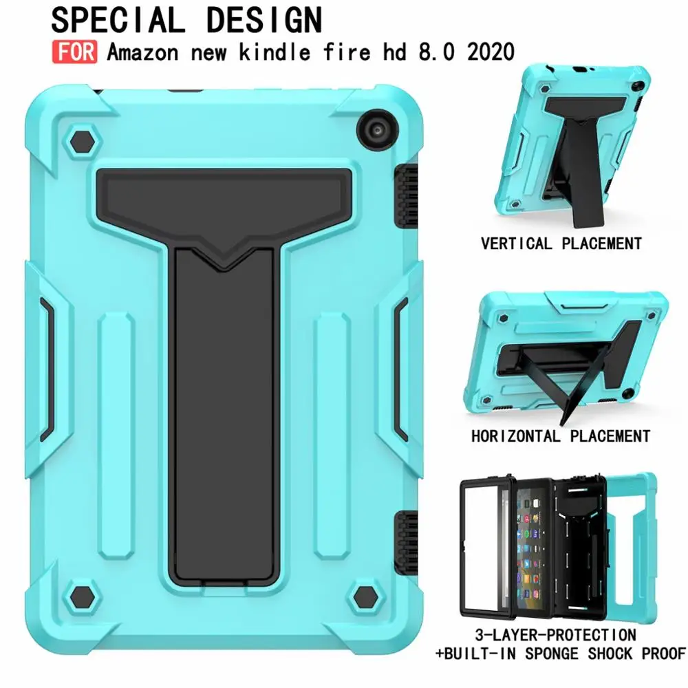 

Hybrid Armor Protective Case For Kindle Fire HD 8 2020 Shockproof Shell Tablet Cover For Kindle Fire HD 8 Plus 2020