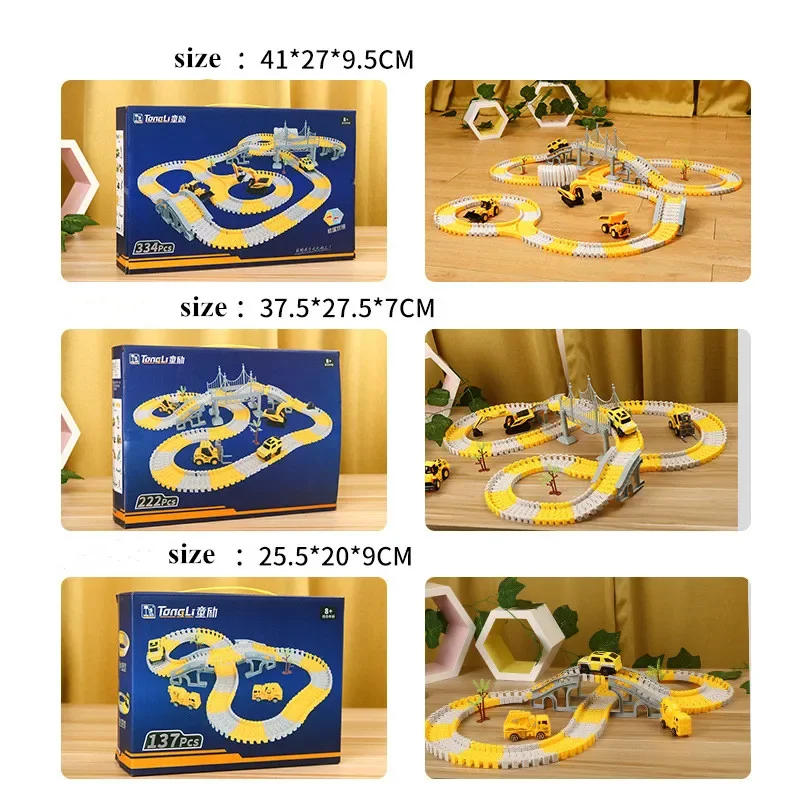 DIY Наборы железнодорожных гусениц Автомобильные гонки Волшебная игра для мозга