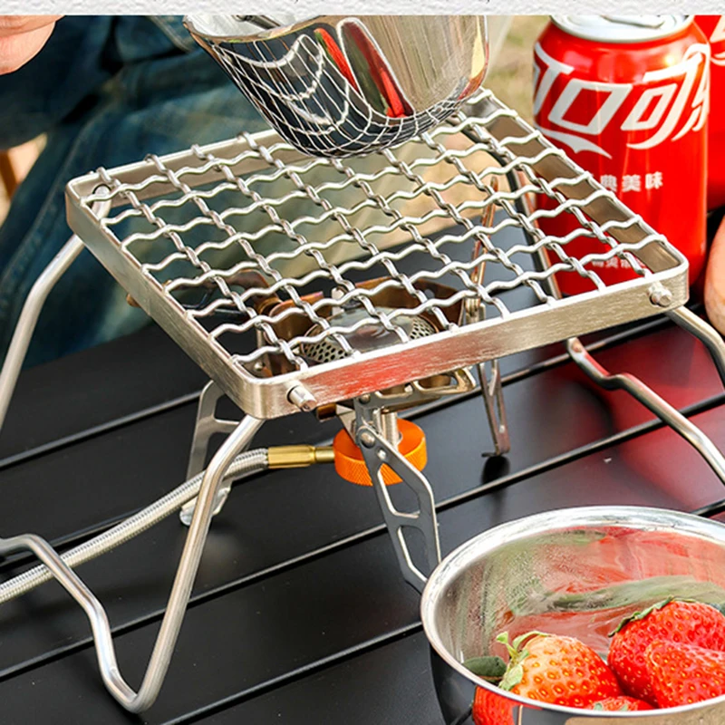 

Многофункциональный складной Костер-гриль, портативная решетка из нержавеющей стали для кемпинга, подставка для газовой плиты, уличная подставка для дровяной плиты