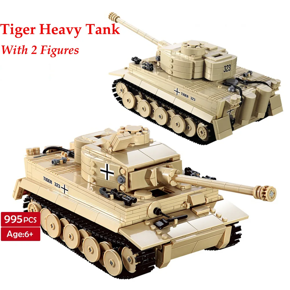 

WW2 German King 1193PCS Tiger Tank Building Blocks Military Army Soldiers Weapon Kit Educational DIY Bricks Toys For Children