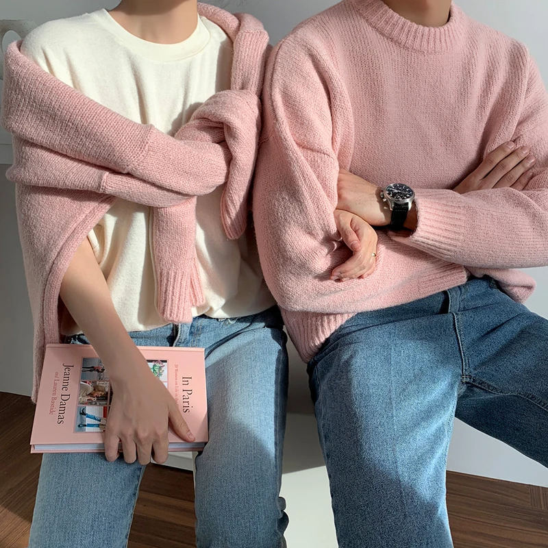 

2022 Men's Autumn Winter New Solid Color Sweater Tops Male Loose Knitted Pullovers Tops Men Long Sleeve Oversized Jumpers G270