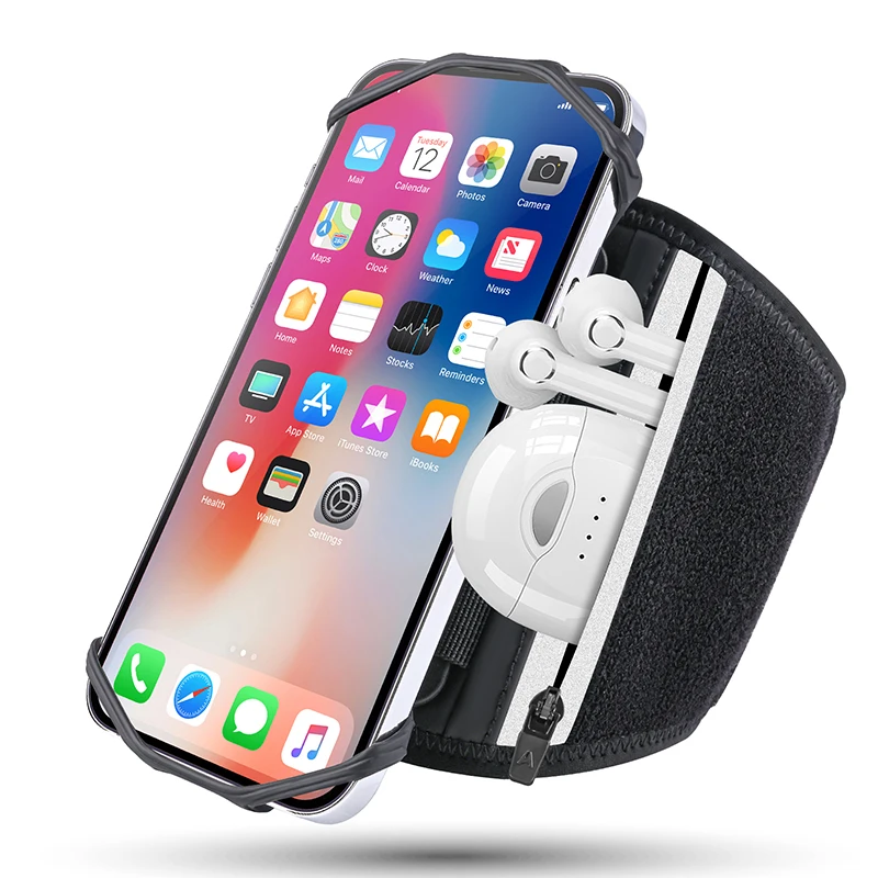 

HAISSKY Съемный Спортивный Браслет для бега для iPhone 14 13 12 11 Pro Max 14 Plus вращающийся Эластичный Силиконовый чехол на молнии