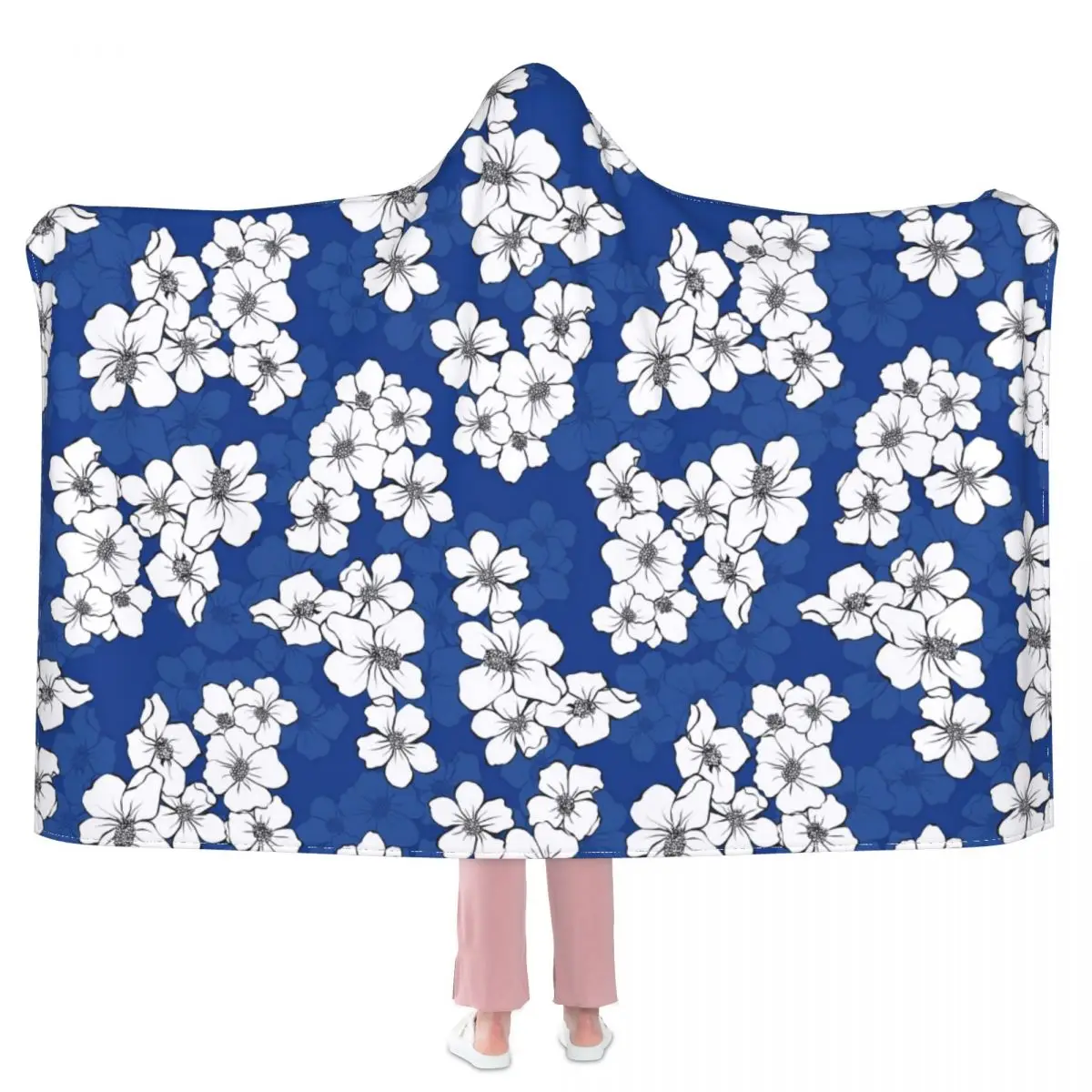 

Белое одеяло с цветочным принтом в стиле ретро, мягкое одеяло с капюшоном, дешевое большое флисовое покрывало