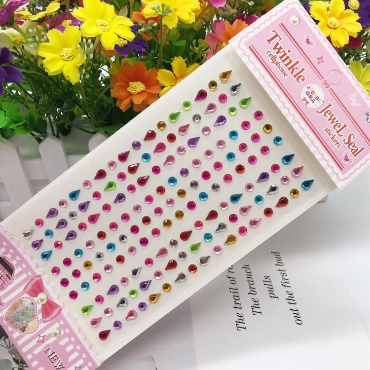 

Children Acrylic Rhinestone Sticker Mobile Phone Computer Car Decal Accessories Art Style Diamond Scrapbook Stickers
