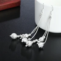 925sterling silver fashion korean style hot selling jewelry exquisite popular ornament three line multiple beads earrings
