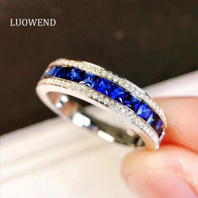 LUOWEND 100% 18K кольца из белого золота Роскошные бриллиантовые ювелирные изделия