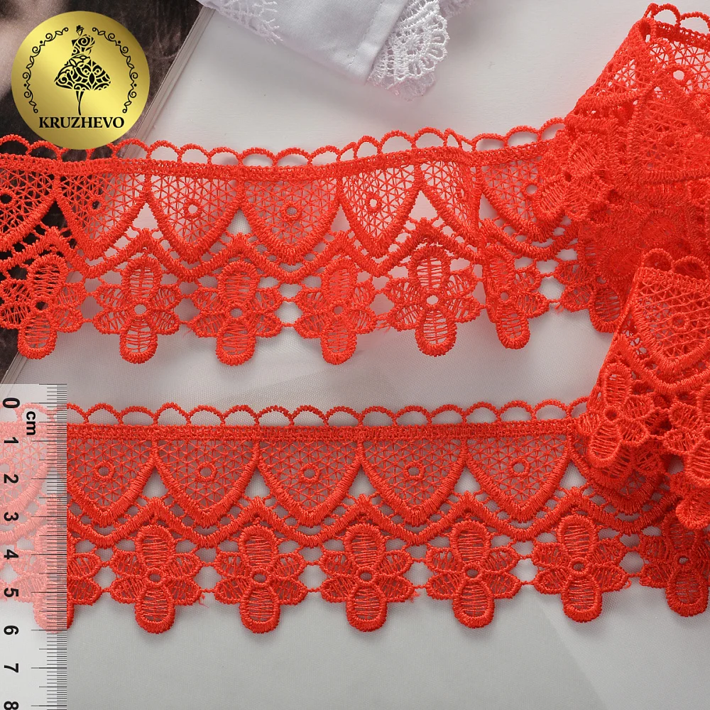 Lace guipure kruzhevo flowers art. tby 27294 шир.60мм цв.515 red уп.13 71 m lace ribbon applique sewing |