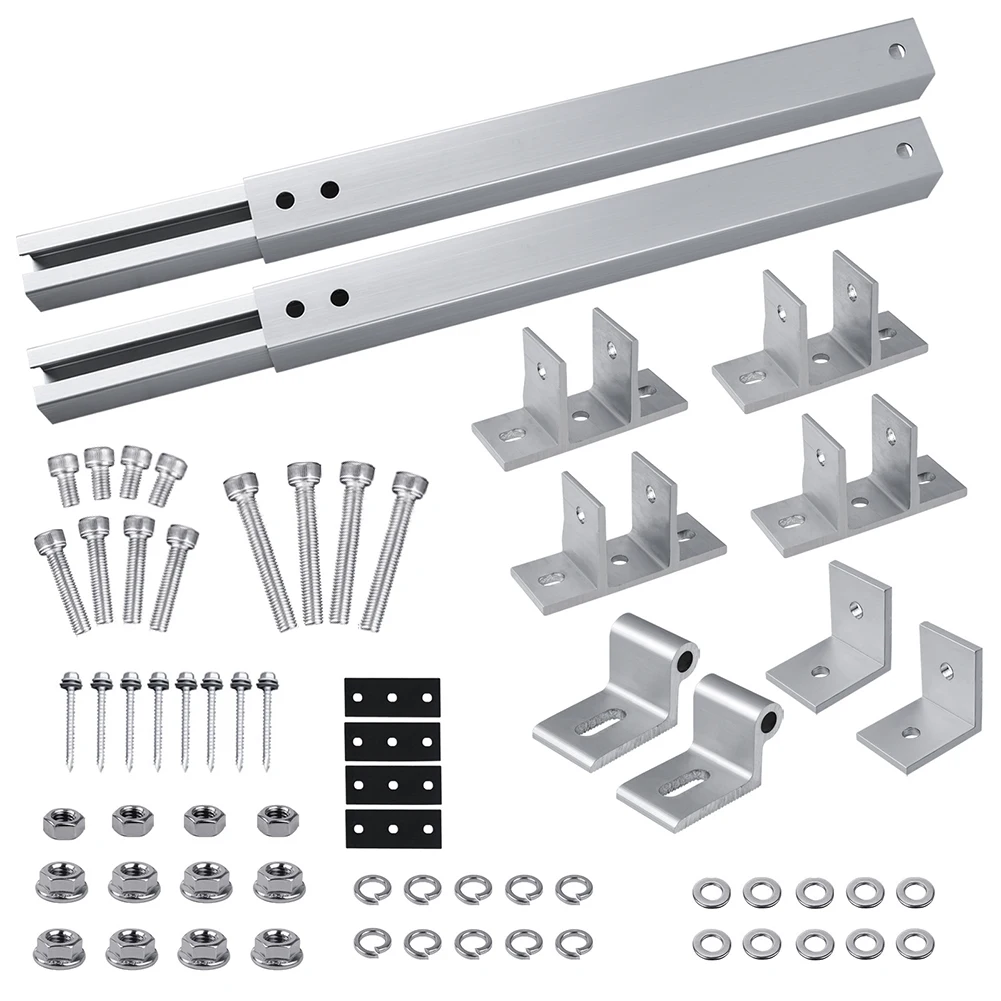 

Brand New Short Brackets Photovoltaic Support Adjustable Aluminum Alloy End Clamp Kit Flat Roof Mounting Silver