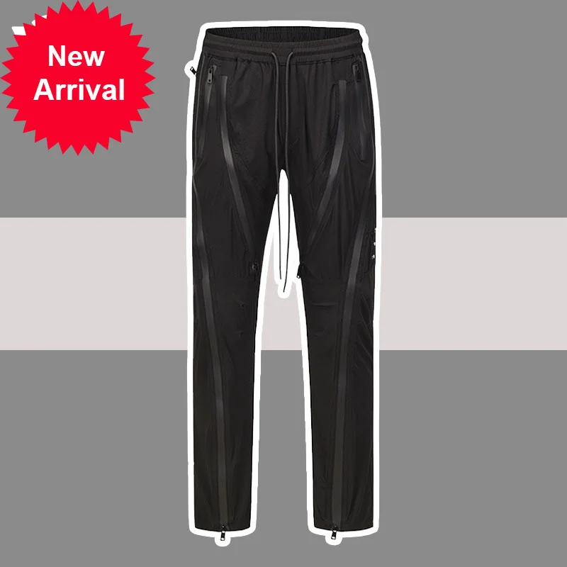 

Zipper Multi Hip Hop Casual Pants Men High Street Vibe Style Drawstring Overalls Male Oversized Streetwear Baggy Cargo Trousers