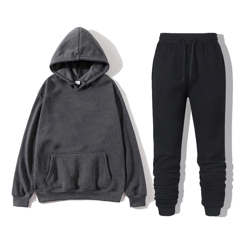 Fashion men's and women's sports suit lovers Hoodie cotton blend casual sweater women's long sleeved trousers two-piece set