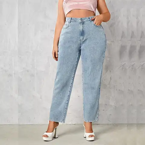 Plus Size Women Jeans Autumn Dark Blue 175cm Tall Stretchy and Loose Washing Straight 6XL 100Kgs Curve Lady Thin Lady Denim Pant