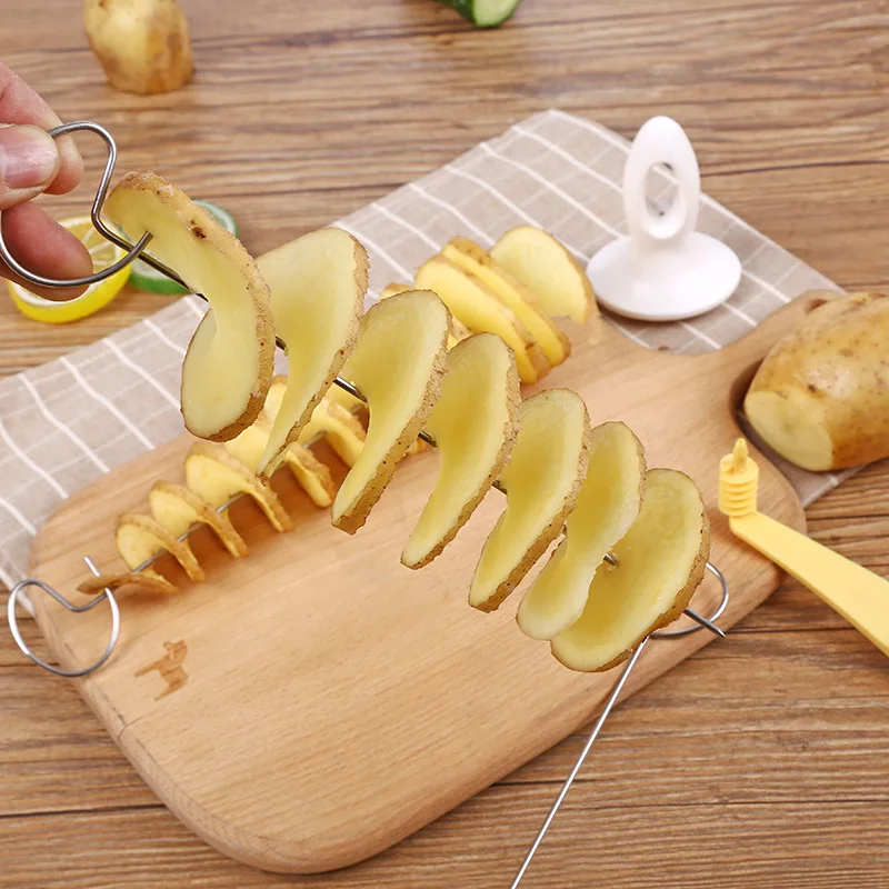 

3 String Rotate Potato Slicer Twisted Potato Slice Cutter Spiral DIY Manual Creative Kitchen Gadgets Vegetables Spiral Knife