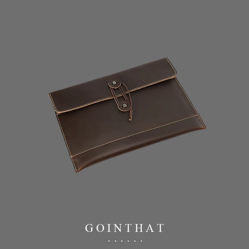 Laptop Bag 13 INCH Notebook Case Original Genuine Leather Men Business Handbag Women Briefcase A4 File Folder Document Handmade