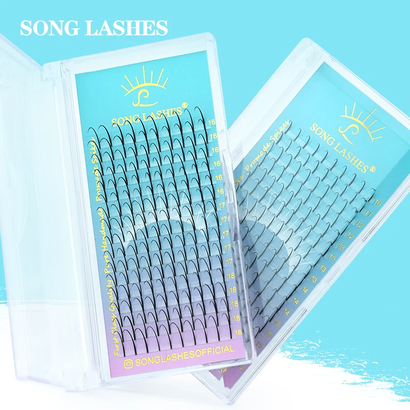 

SONG LASHES Wispy Spikes Promade False Eyelash Extension 16 Rows Wispy Lashes Pure Darker Black Makeup Tools and Supplies