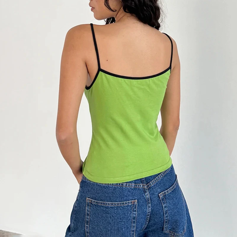 Кроп-Топ женский облегающий без рукавов повседневная майка контрастных цветов с