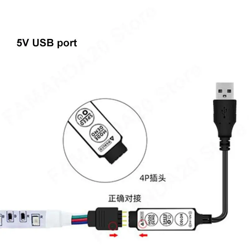 Фото Мини-3 клавиши USB 5V mini 17key 24key 4Pin RGB светодиодная лента RF Контроллер Кабель управления Дистанционный диммер для светодиодной ленты M20 №5