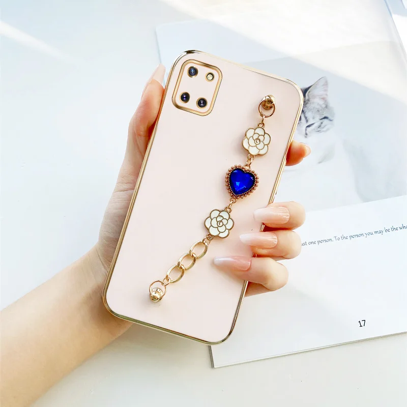 

Dark Blue Love Chain Case for Samsung Galaxy Note10 Lite Note 20 S20 FE S21 FE S22 S21 Plus S22 Ultra 5G Flower Love Bracelet