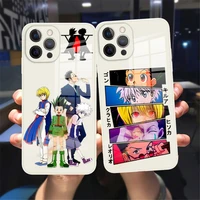 hot anime hunter x hunters hisoka glass phone case for iphone 13 12 11 pro max xs xr xs max 8 7 plus 12 13 mini white soft case