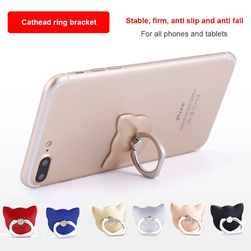 

Finger Ring Holder Stand Grip 360 Degree Rotating Metal Cat Head Bracket Lazy Kickstand for Iphone Sangsung Xiaomi Huawei