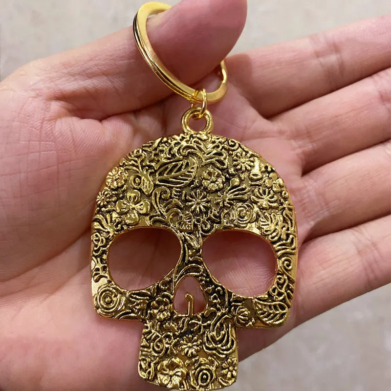 Новинка, модный брелок 66x49 мм, подвеска в виде головы черепа с большим сахаром, мужская бижутерия «сделай сам», брелок для автомобильных ключей, кольцо-держатель, сувенир для подарка