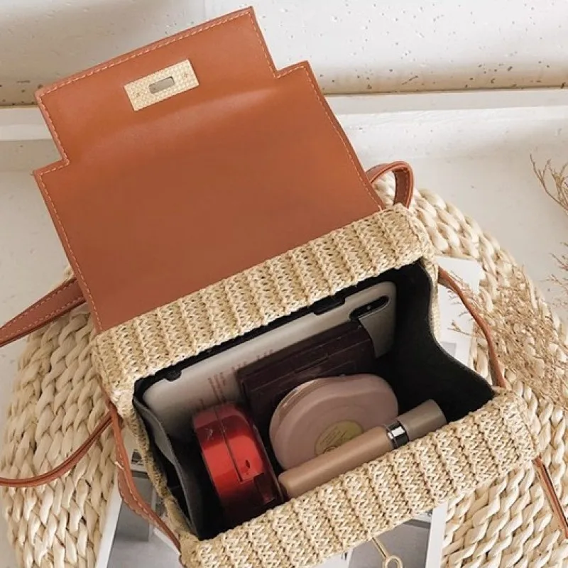 Straw Woven Handbag Women's New Shoulder Bag Versatile Crossbody Bag Fashionable Bag for Vacation