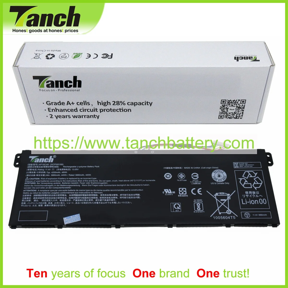 

Аккумуляторы для ноутбуков Tanch для ACER Spin 3 SP313-51N-3555 Aspire 5 A515-54 3 A315-54K 3 A315-42G 5, 11,4 V,3 cell