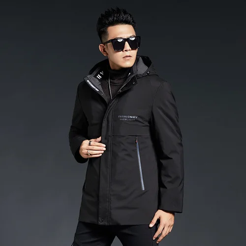 

Мужская зимняя куртка с подкладкой из кроличьего меха, черная короткая куртка с капюшоном, повседневная Корейская парка SQQ828, 2023