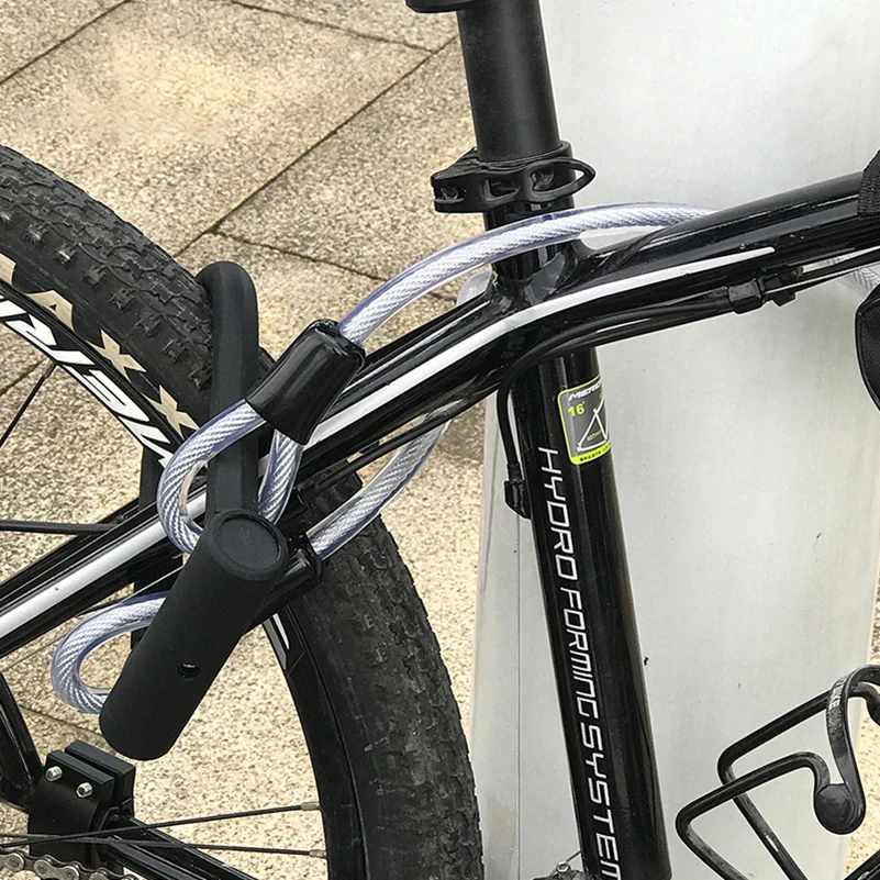 Фото Велосипедный замок WEST BIKING U-образной формы, противоугонный, с защитой от технического вскрытия, прочный замок-карабин со стальным тросом для велосипедов №3