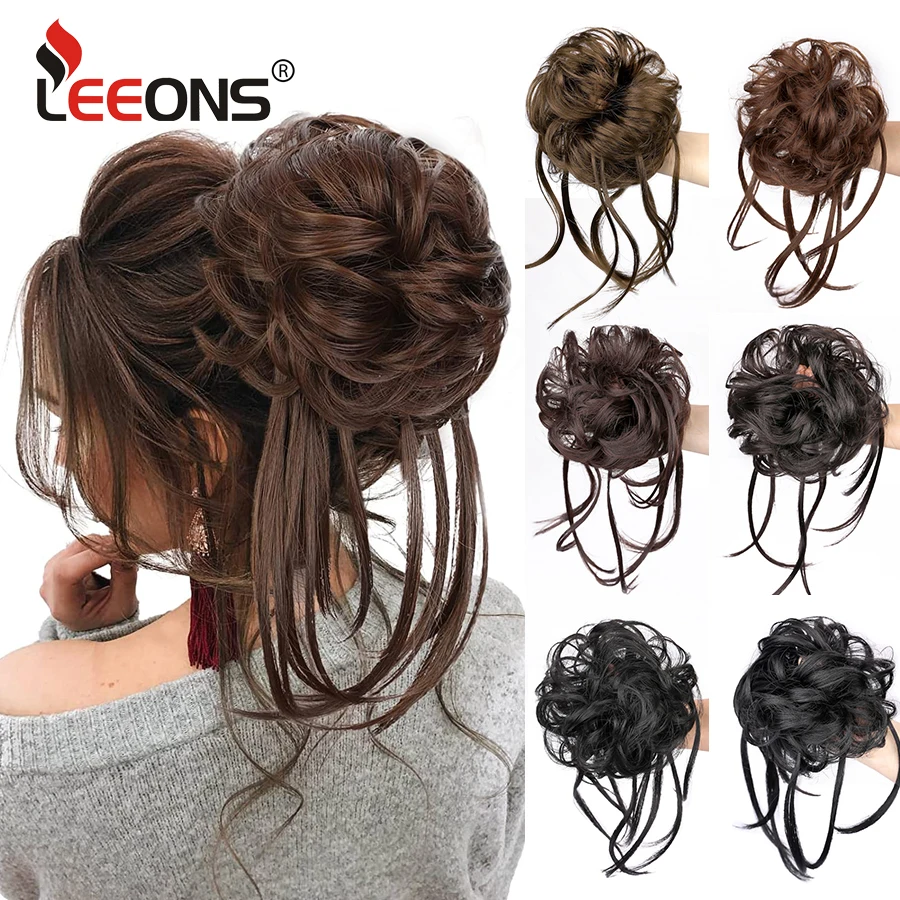 

Leeons Synthetic Messy Bun Hair Extensions Scrunchies With Elastic Rubber Band Hairpieces Ponytails Hair Extensions For Women