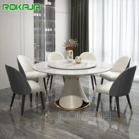 Marble Top Dining Tables Designs Luxury Round Expandable Dining Table Set Modern Dining Room Furniture For 6 Chairs