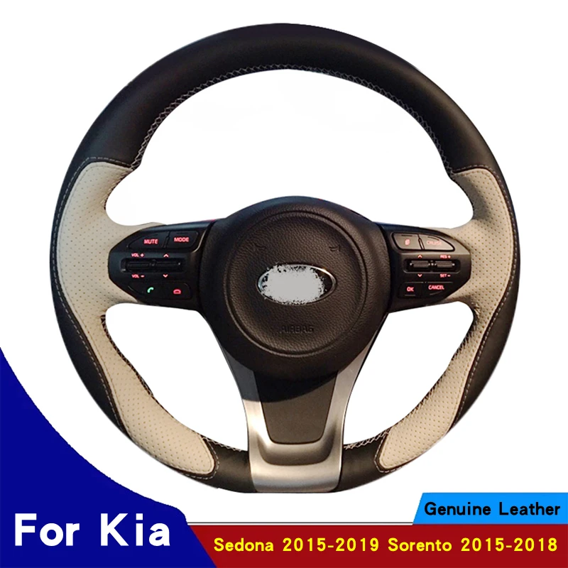 

Hand Sewing Car Accessories Steering Wheel Cover For Kia Sedona 2015-2019 Sorento 2015-2018 Original Steering Wheel Braid Custom