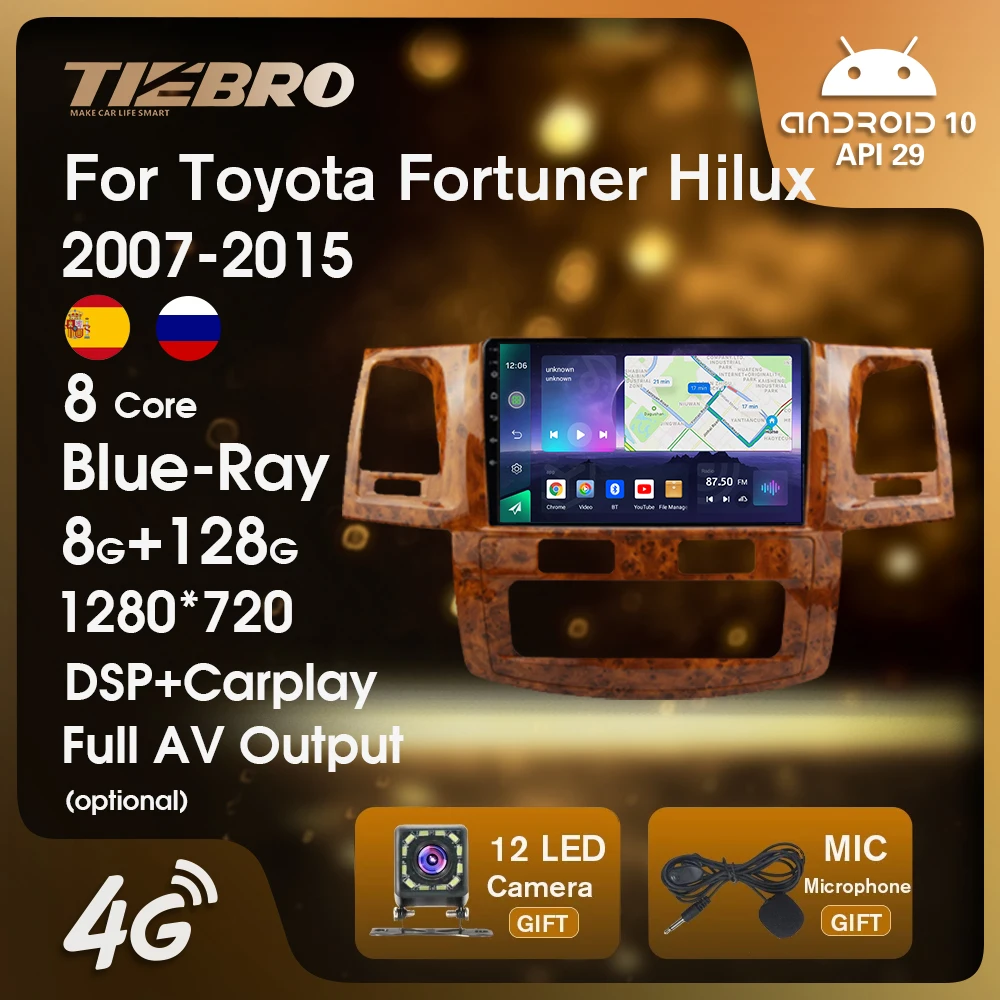

TIEBRO Car Radio For Toyota Fortuner HILUX Revo Vigo 2007-2015 2din Android10.0 Multimedia Video Player Autoradio Navigation GPS