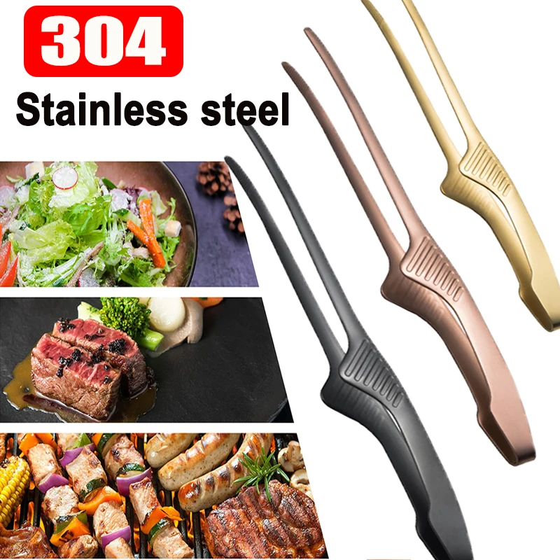 

1PC Barbecue Clips BBQ Tongs Stainless Steel Kitchen Accessories Cooking Food Outdoor Grilling Non-Stick Steak Clamp Baking Tool