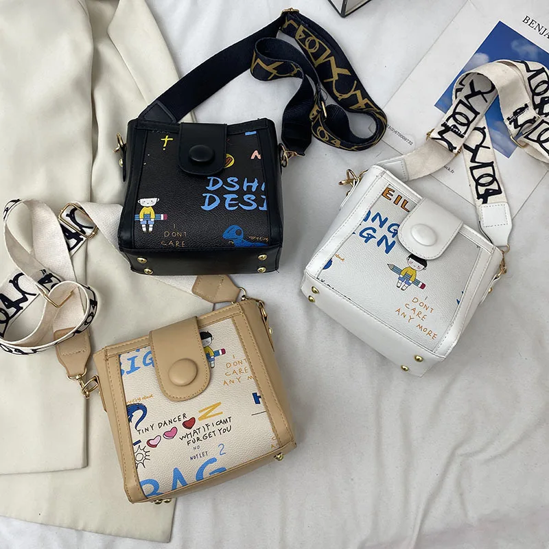 

Сумка-мессенджер с граффити для женщин, роскошные высококачественные дамские сумочки, мешок из искусственной кожи на ремне через плечо для ...