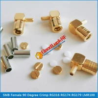 10x pcslot rf connector smb female jack right angle 90 degree crimp for rg316 rg174 rg179 lmr100 cable plug gold plated coaxial