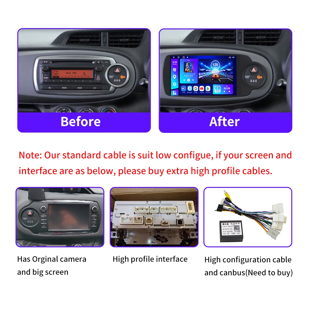 $104.85 Android 10 Car For Toyota Yaris 2012 2013 20014 2015 2016 2017 GPS Navigation  DSP Carplay 4G WIFI BT 2 Din Radio Player No DVD