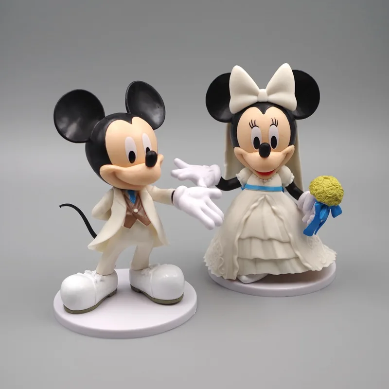 

12 Cm Wedding White Wedding Dress Mickey Minnie Donald Duck Daisy Toy Figures Wedding Present Kids Gift Toys for Children